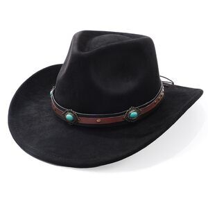 1896 Cowboy Hats For Men Women Cowgirl Hat Wide Brim Felt Hats Western Leather